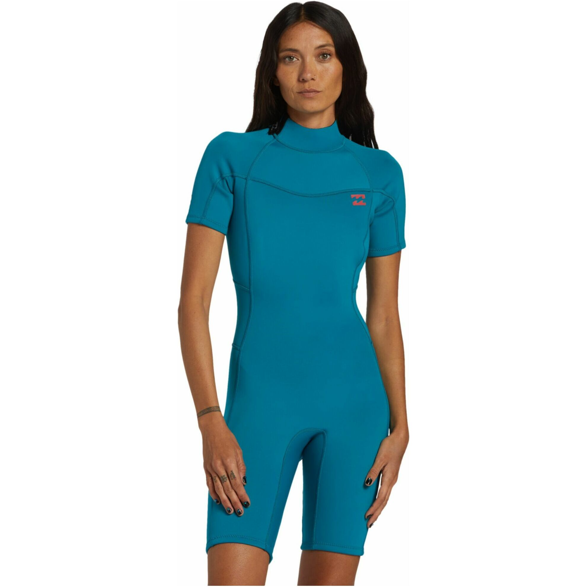 2025 Billabong Womens Foil 2mm Back Zip Shorty Wetsuit ABJW500112 - Marine